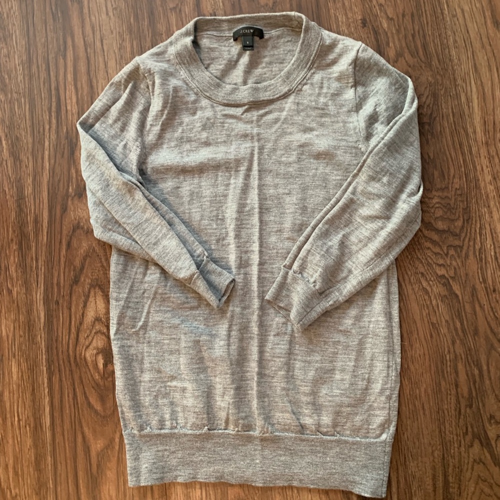 Grey J. Crew 3/4 sleeve sweater
